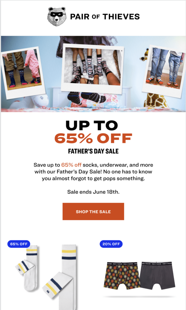 Father's Day Sale Email Example
